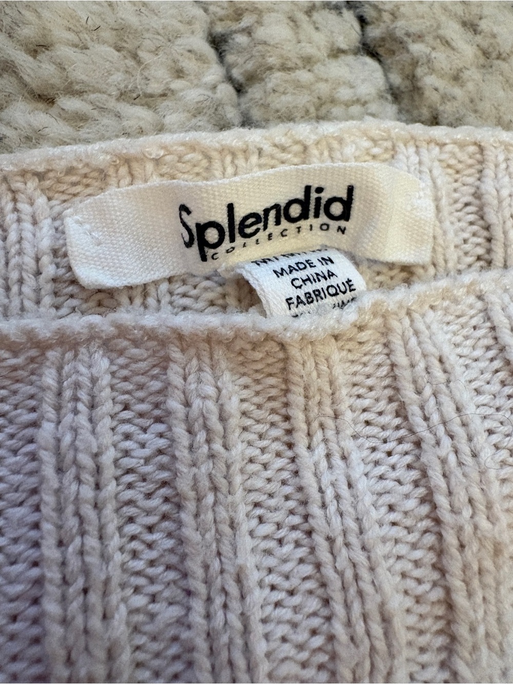 Splendid Cream Off-the-Shoulder Ribbed Sweater - Picture 3 of 4